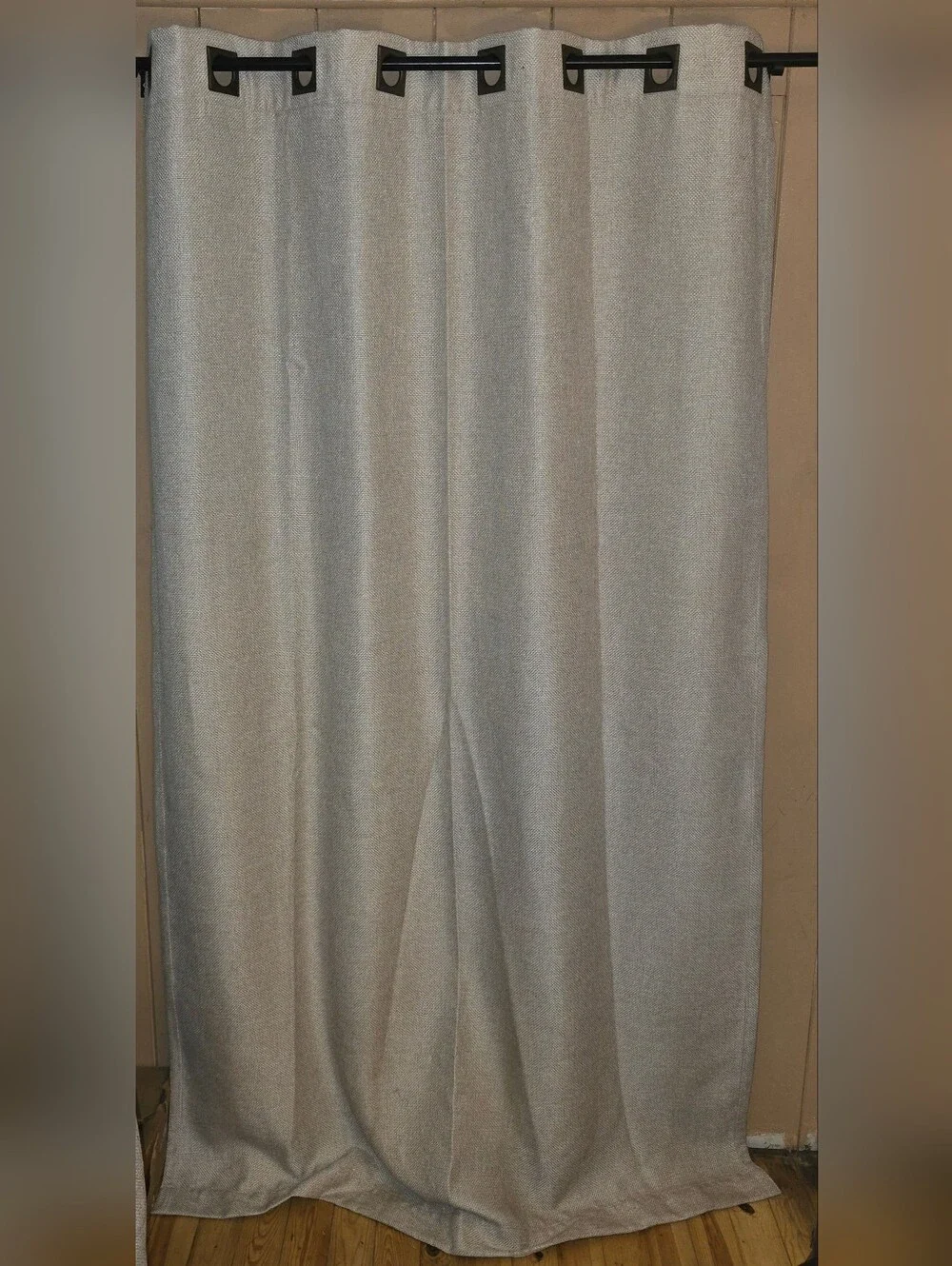 Neutral Light Gray Grommet Curtain Panel